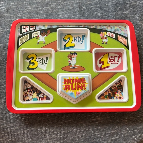 Fun Kids Home Run Baseball Lunch Dinner Plate for picky eaters - Picture 1 of 6